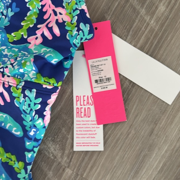 Lilly Pulitzer one piece swimsuit size 12 women’s Corsica blue turtle Ville NWT - Picture 2 of 6